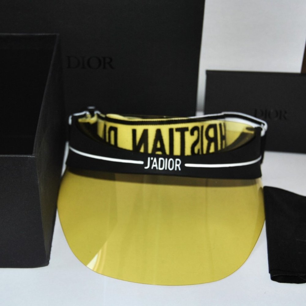 DIOR CLUB Visor J'Adior Yellow Black and White Authentic with Box